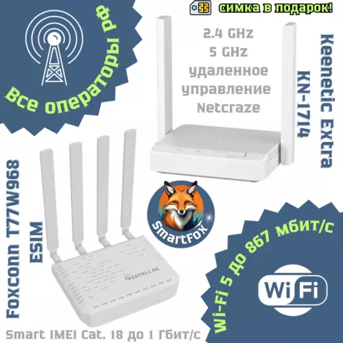 Полный комплект для идеального интернета Keenetic Extra и Foxconn T77W968 eSim